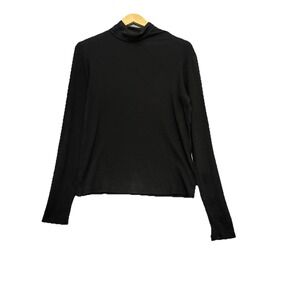 MM LaFleur  Turtleneck Axam 1.0 Black XL Mini Ribbed Pima Cotton Minimalist